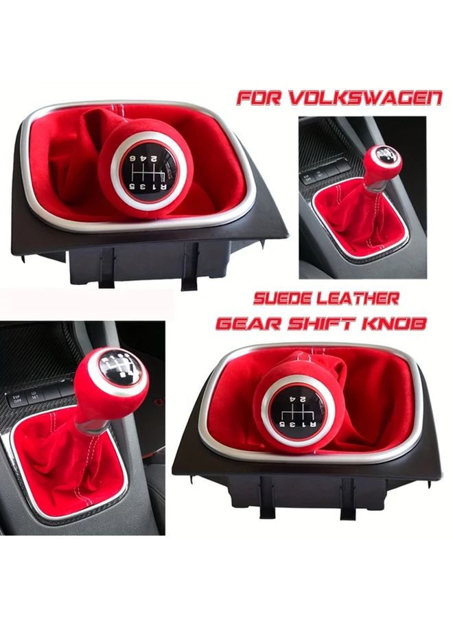 Red 6 Speed Gear Shift Knob Cover For Volkswagen Golf MK5 MK6 R32 GTI 2004 2009 - Image 5